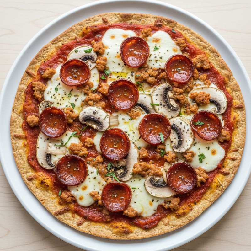 Crispy Pepperoni and Mushroom Pizza