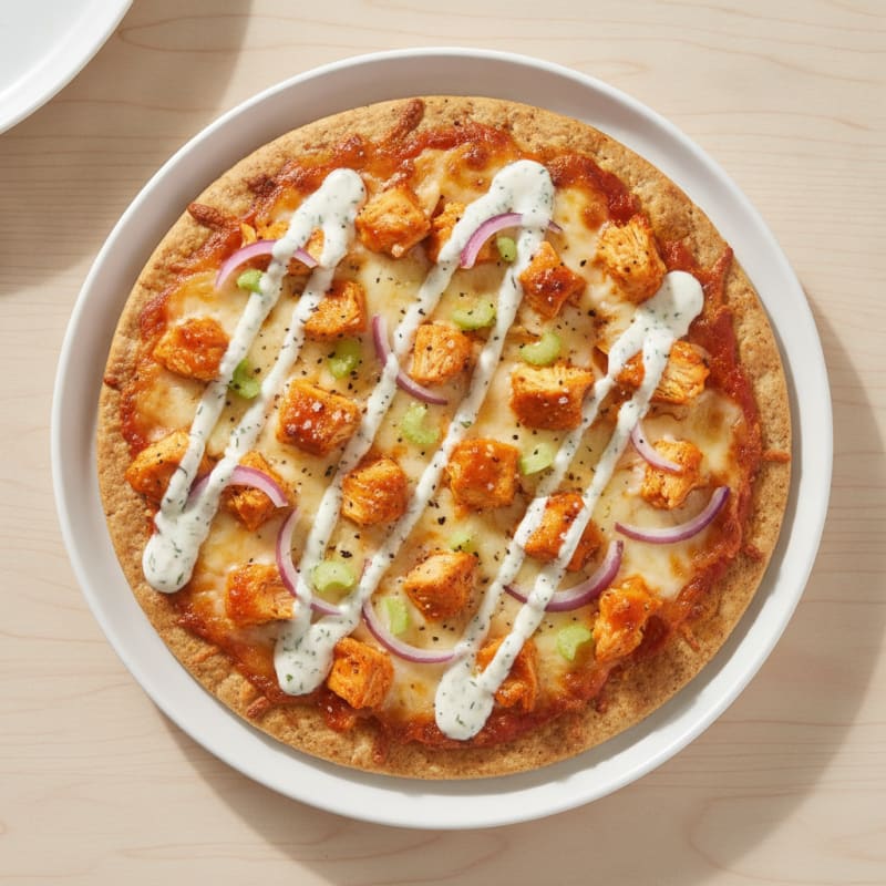 Buffalo Chicken Pizza with Ranch Drizzle