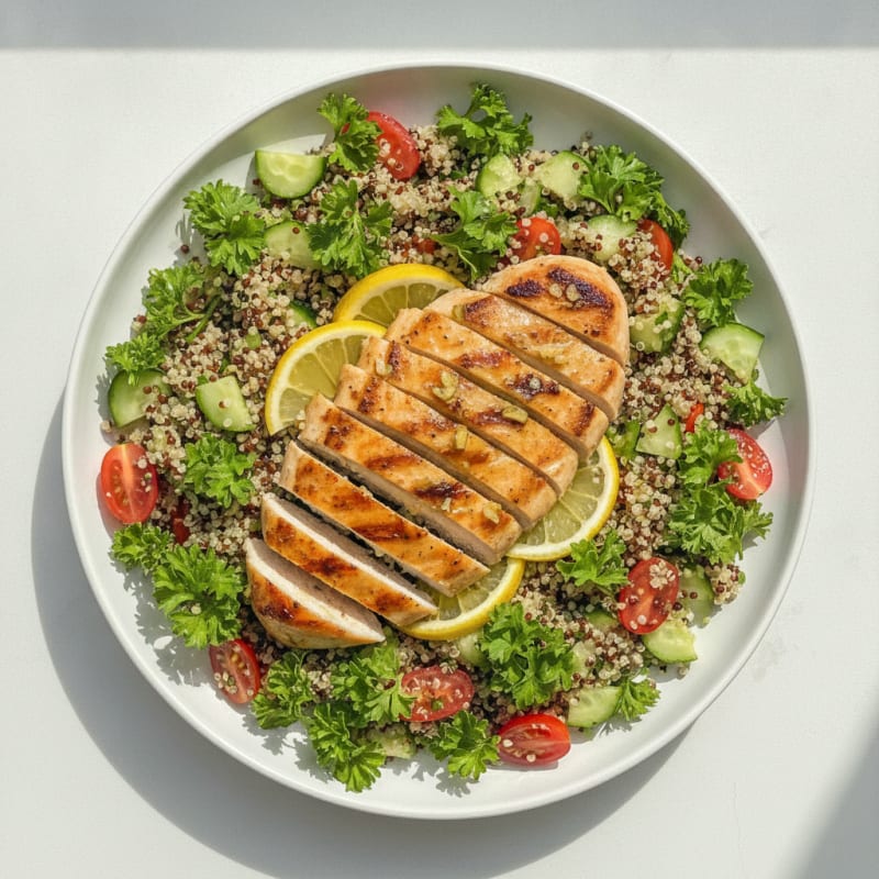 Grilled Lemon-Garlic Chicken Breast with Quinoa Salad