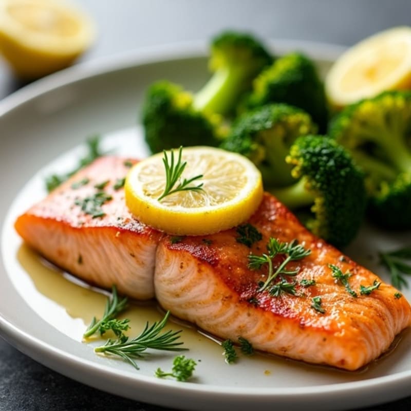 Lemon-Herb Baked Salmon with Roasted Broccoli