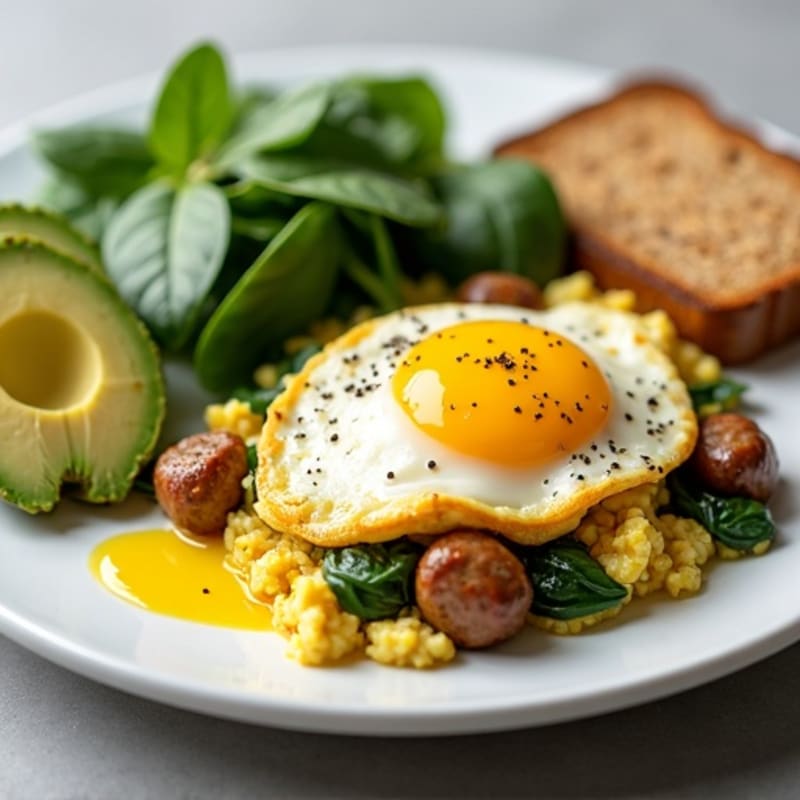 Egg White and Turkey Sausage Scramble with Spinach