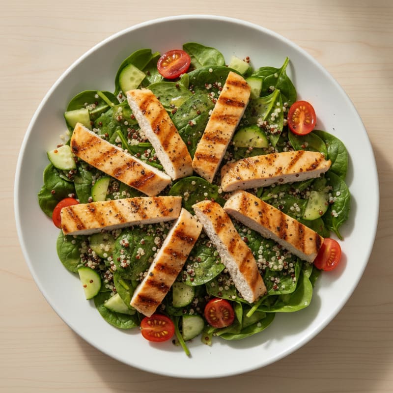 Grilled Chicken and Quinoa Spinach Salad