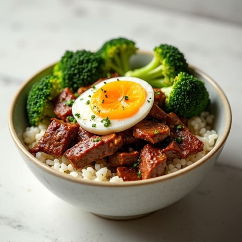 Stir-Fried Beef and Crispy Broccoli Rice Bowl