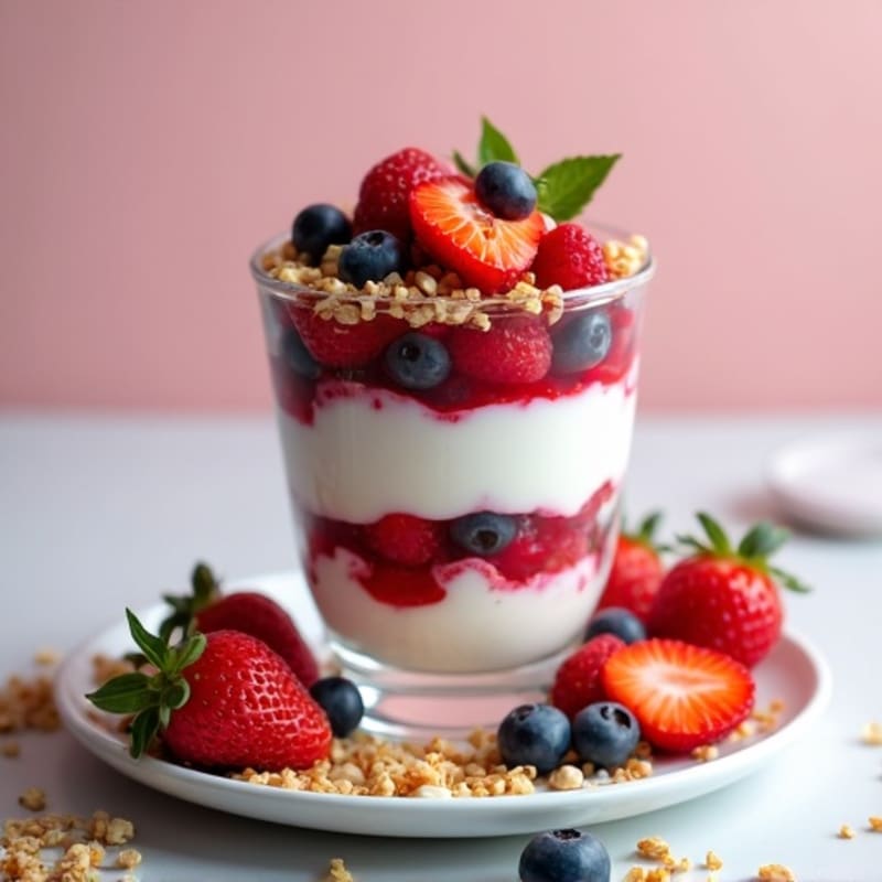 Creamy Greek Yogurt Parfait with Mixed Berries and Almonds