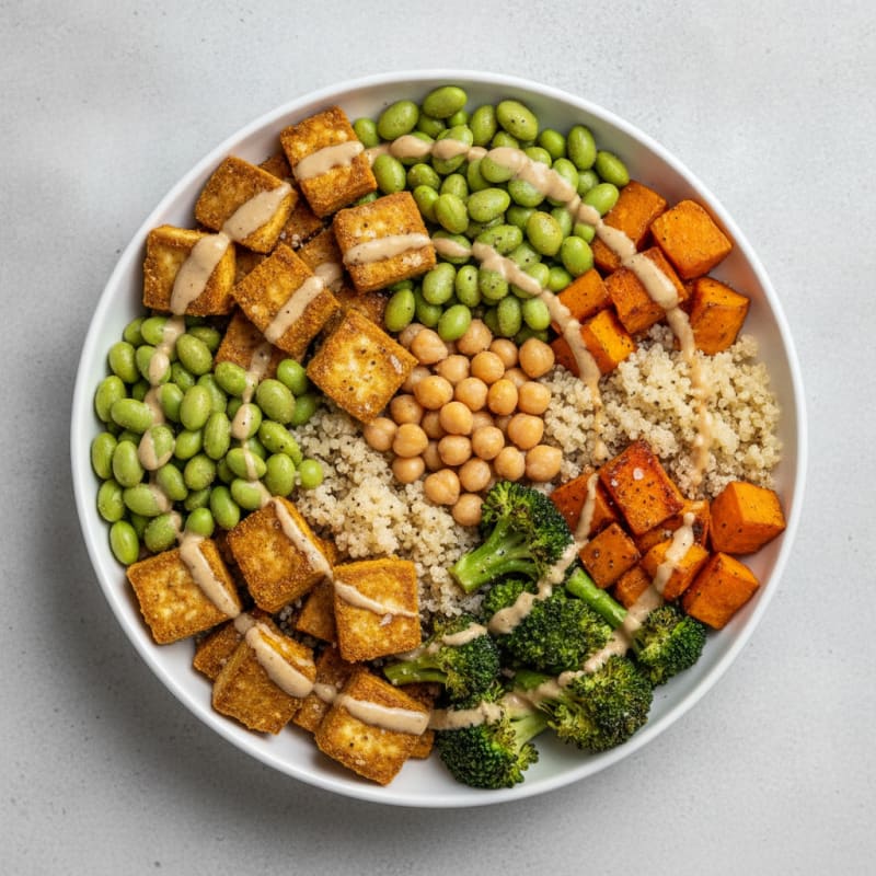 Roasted Vegetable Buddha Bowl with Tahini Dressing