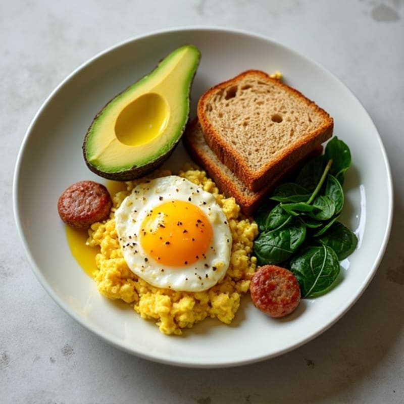 Egg White Scramble with Turkey Sausage and Spinach