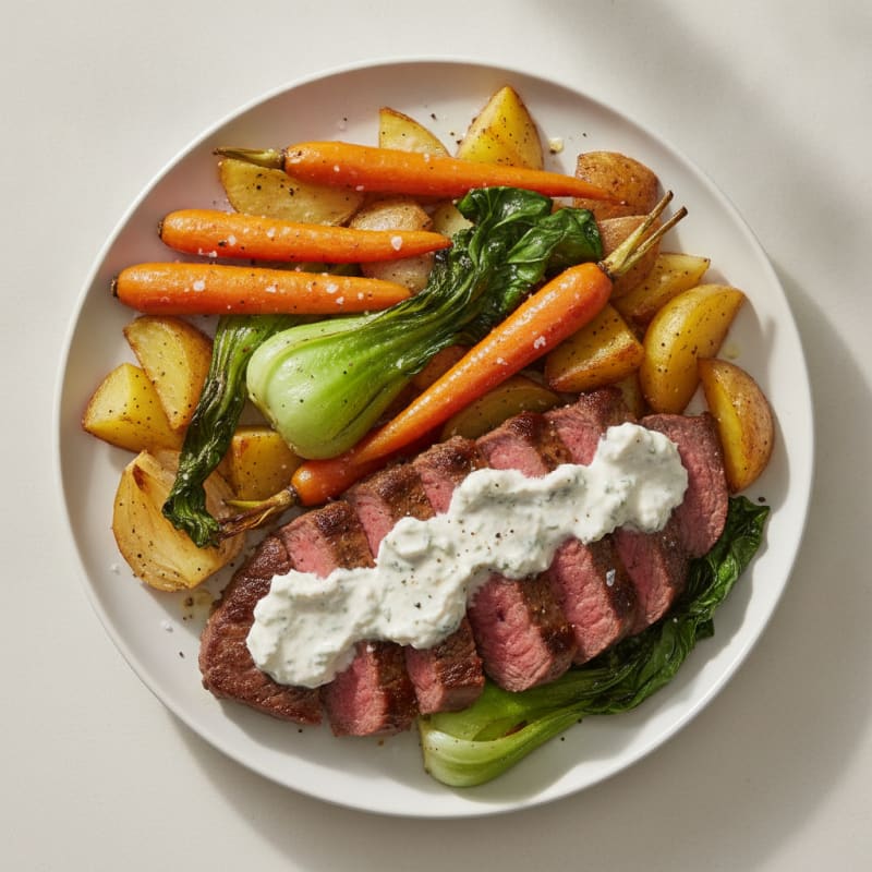 Garlic-Herb Sirloin Steak with Roasted Vegetables