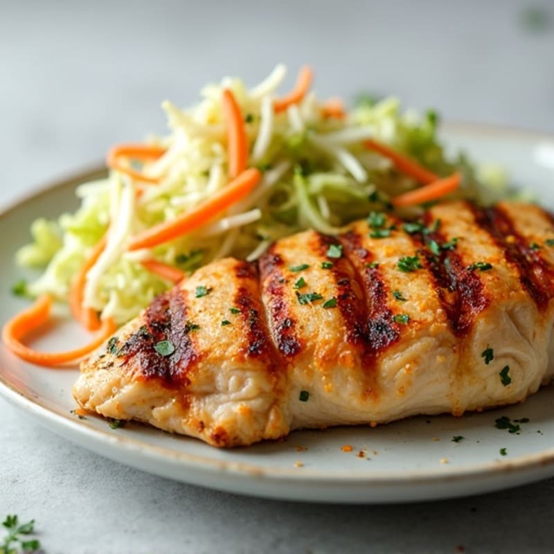 Grilled Chicken Breast with Crunchy Cabbage Slaw