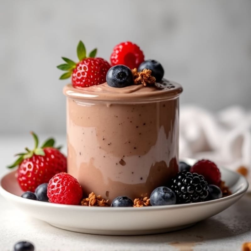 Creamy Chocolate Protein Yogurt with Berries