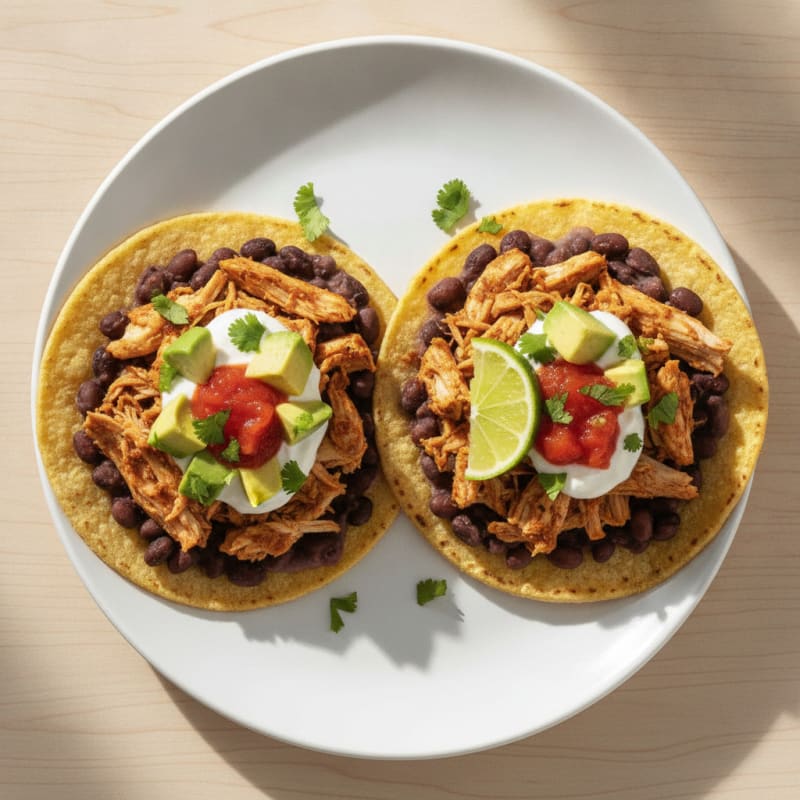 Shredded Chicken and Black Bean Tostadas