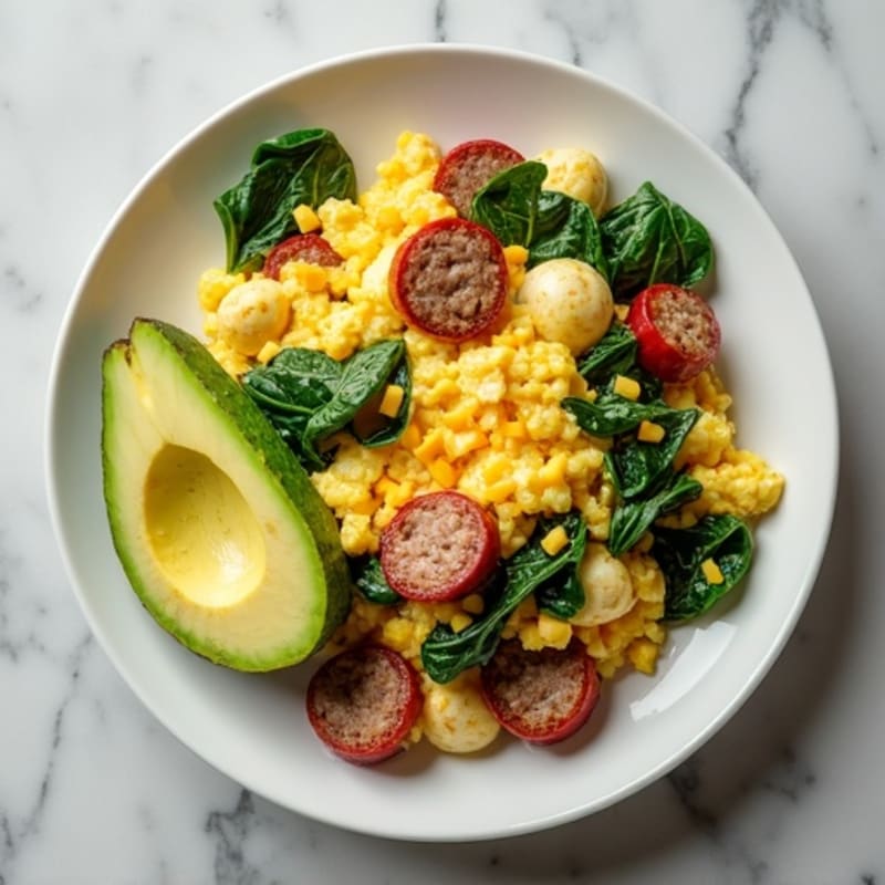 Egg White and Turkey Sausage Scramble with Spinach