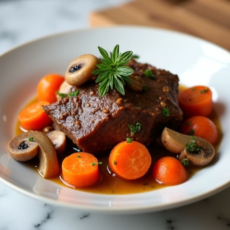 Tender Braised Beef with Mushrooms and Carrots