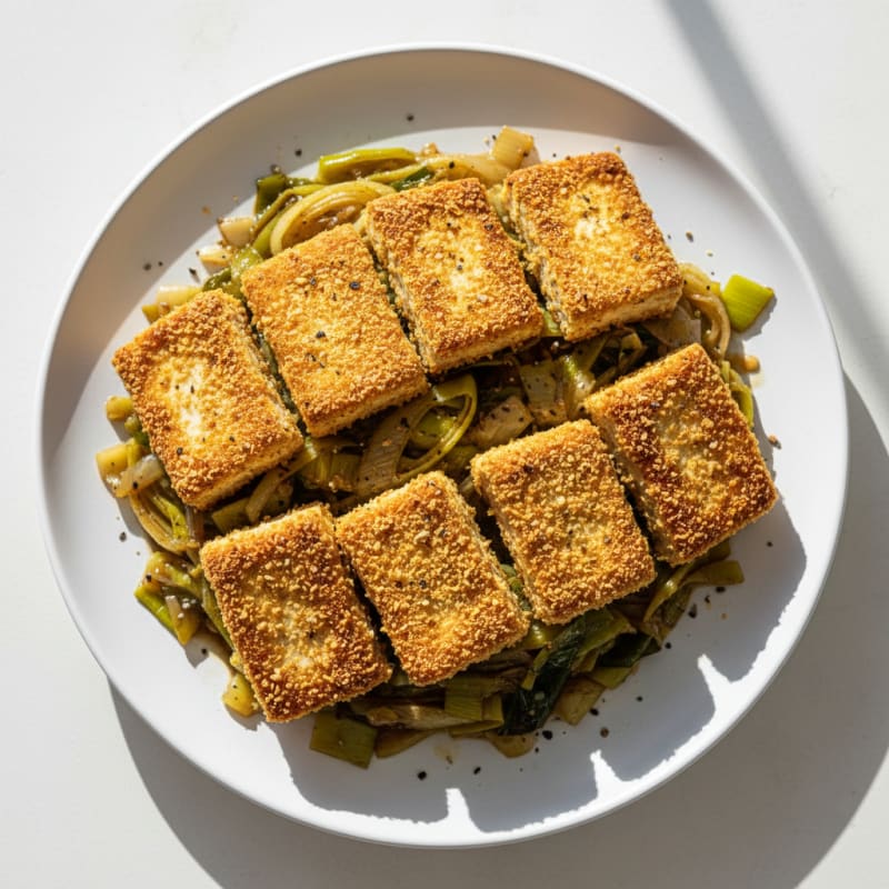 Pan-Seared Tofu with Braised Leeks