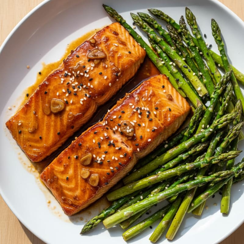 Teriyaki-Glazed Salmon with Roasted Asparagus