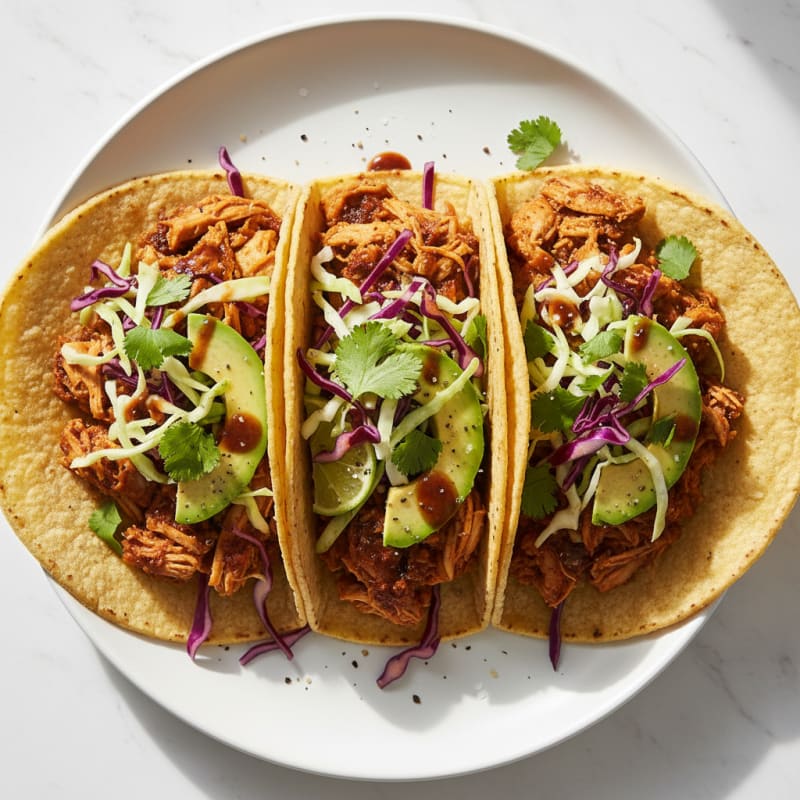 Smoky Jackfruit and Chicken Tacos with Zesty Slaw