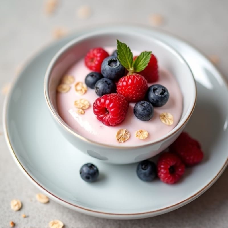 Greek Yogurt Protein Pudding with Mixed Berries