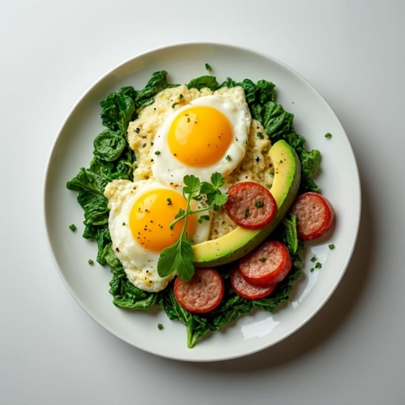 Egg White and Spinach Scramble with Turkey Sausage