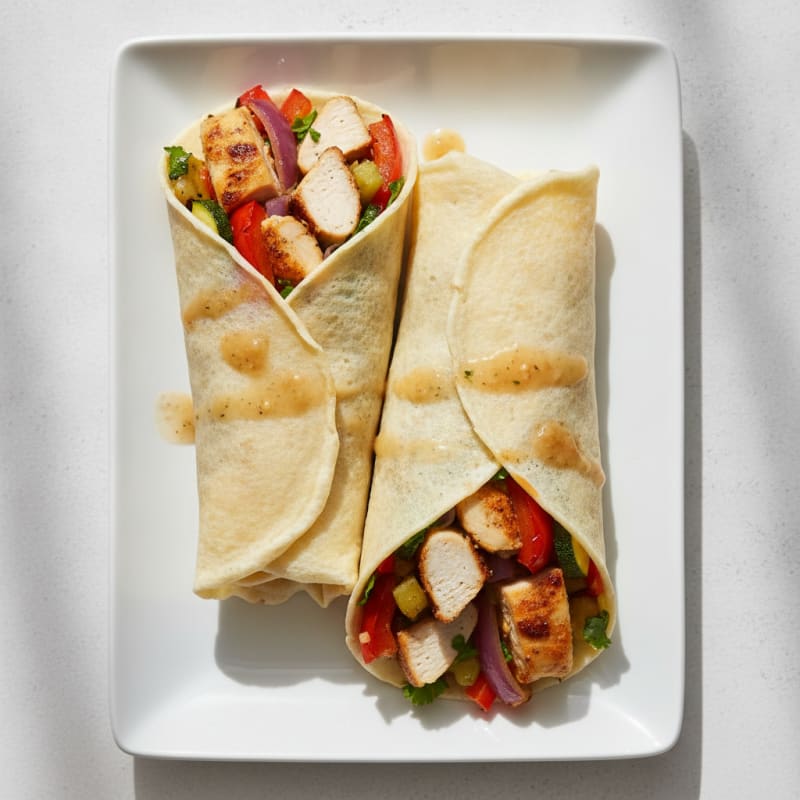 High-Protein Roasted Chicken and Veggie Wraps