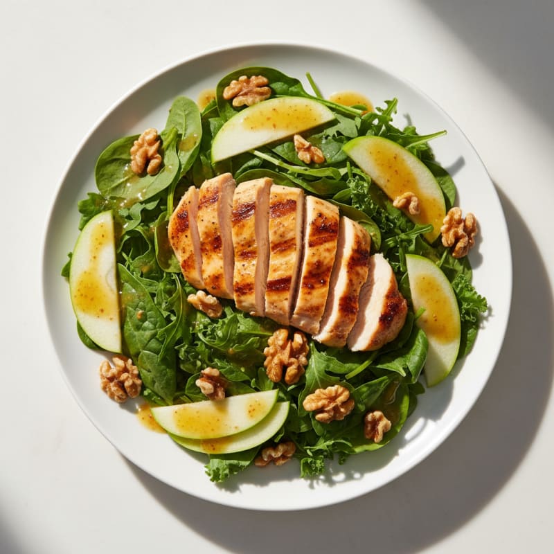 Grilled Chicken and Apple Crunch Salad with Walnuts