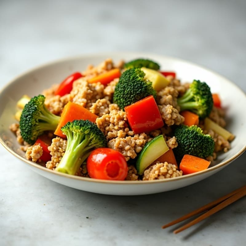 Ground Chicken and Crispy Vegetable Stir-Fry