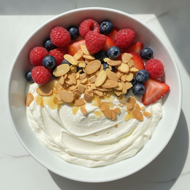 Silky Greek Yogurt with Mixed Berries and Protein Powder