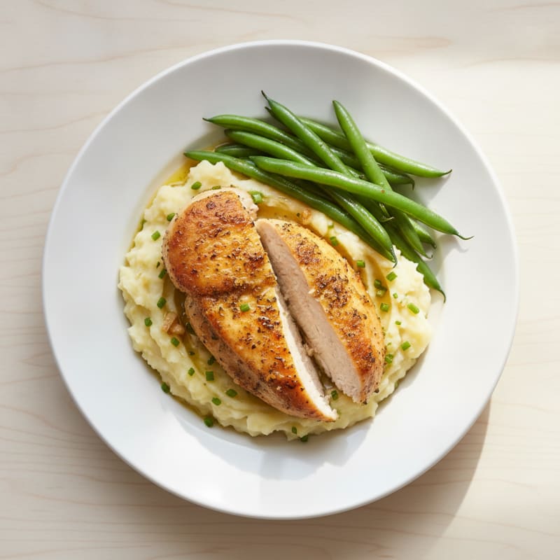 Herb-Roasted Chicken Breast with Garlic Mashed Potatoes