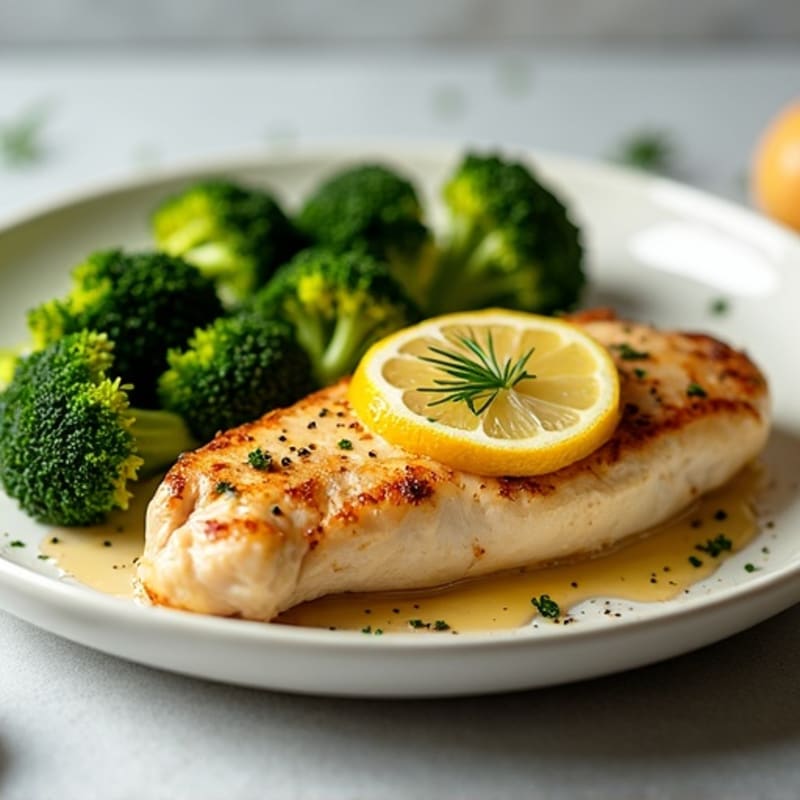 Pan-Seared Lemon Garlic Chicken with Roasted Broccoli
