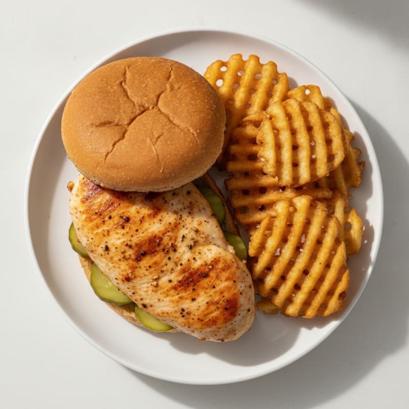 Clean-Eating Chicken Sandwich with Waffle Fries