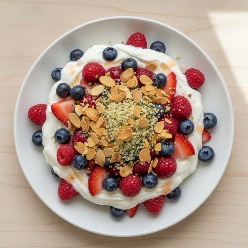 Greek Yogurt Protein Parfait with Mixed Berries