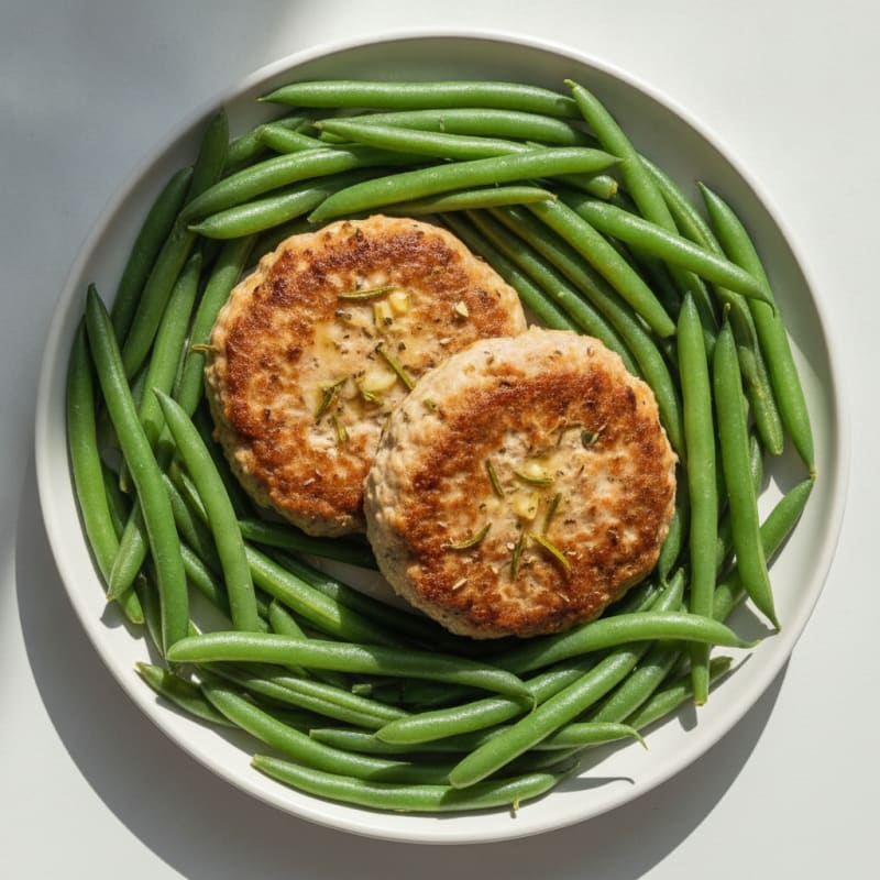 Seared Turkey Patties with Steamed Green Beans