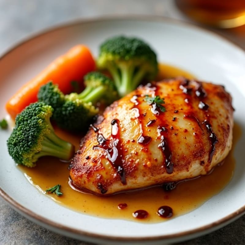 Crispy Baked Chicken with Sweet and Sticky Glaze and Roasted Vegetables