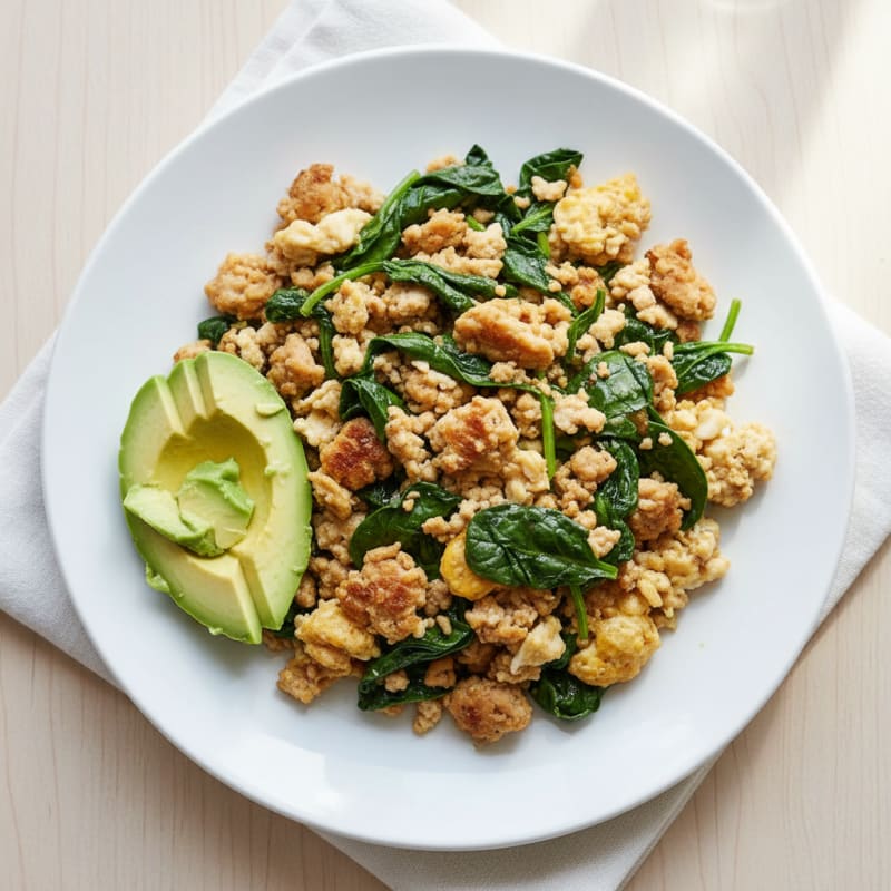 Egg White and Turkey Scramble with Spinach