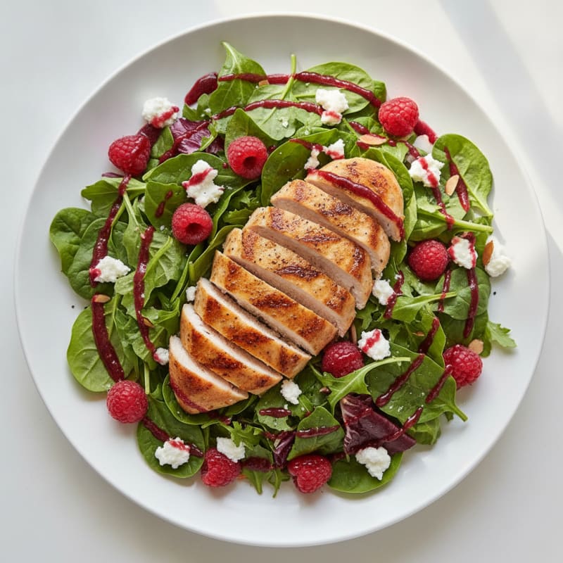 Raspberry Vinaigrette Chicken Salad with Goat Cheese