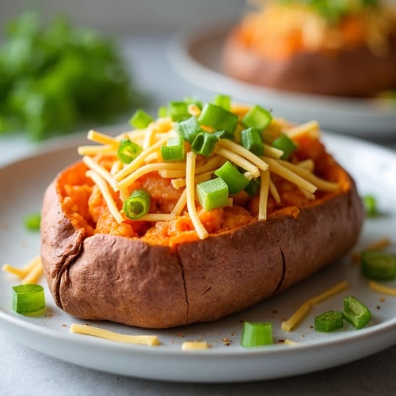 Creamy Buffalo Chicken Stuffed Sweet Potatoes