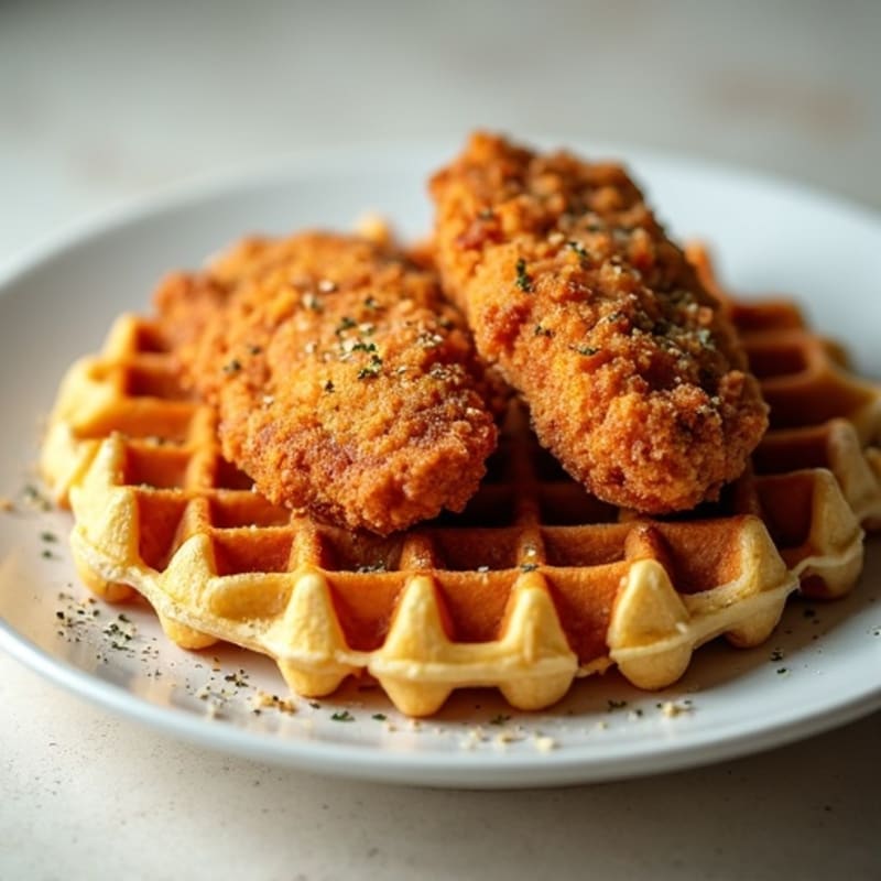 Crispy Baked Chicken with Protein Waffles