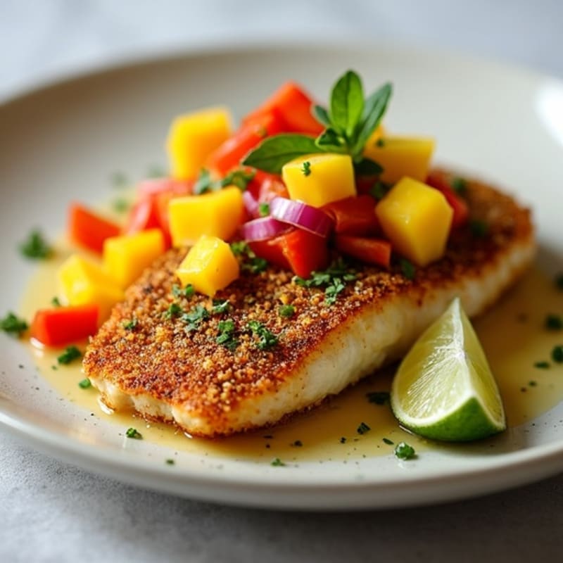 Crispy Pistachio-Crusted Mahi Mahi with Mango Salsa