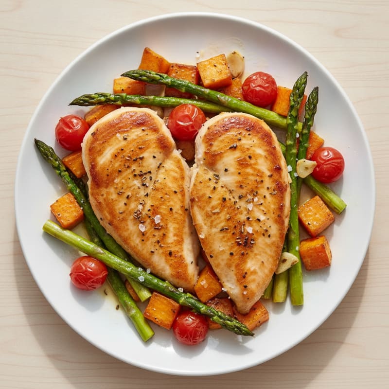 Pan-Seared Chicken with Roasted Asparagus
