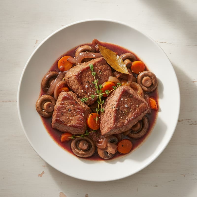 Red Wine Braised Beef with Mushrooms