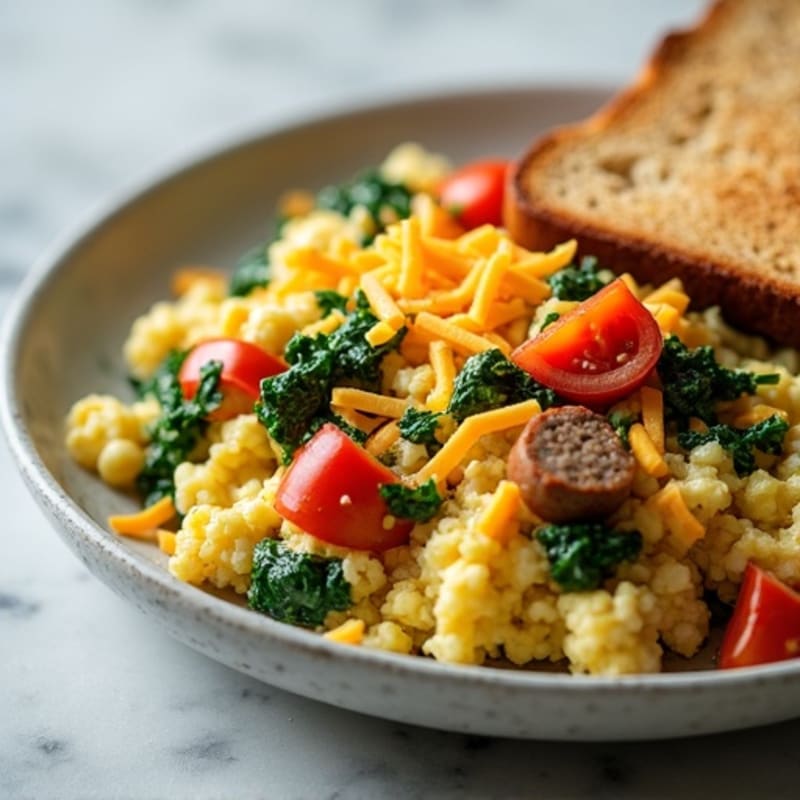 Egg White and Spinach Scramble with Turkey Sausage