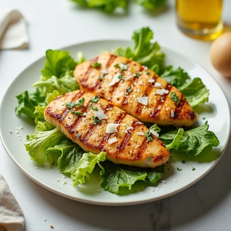 Grilled Chicken Caesar Salad with Crispy Romaine