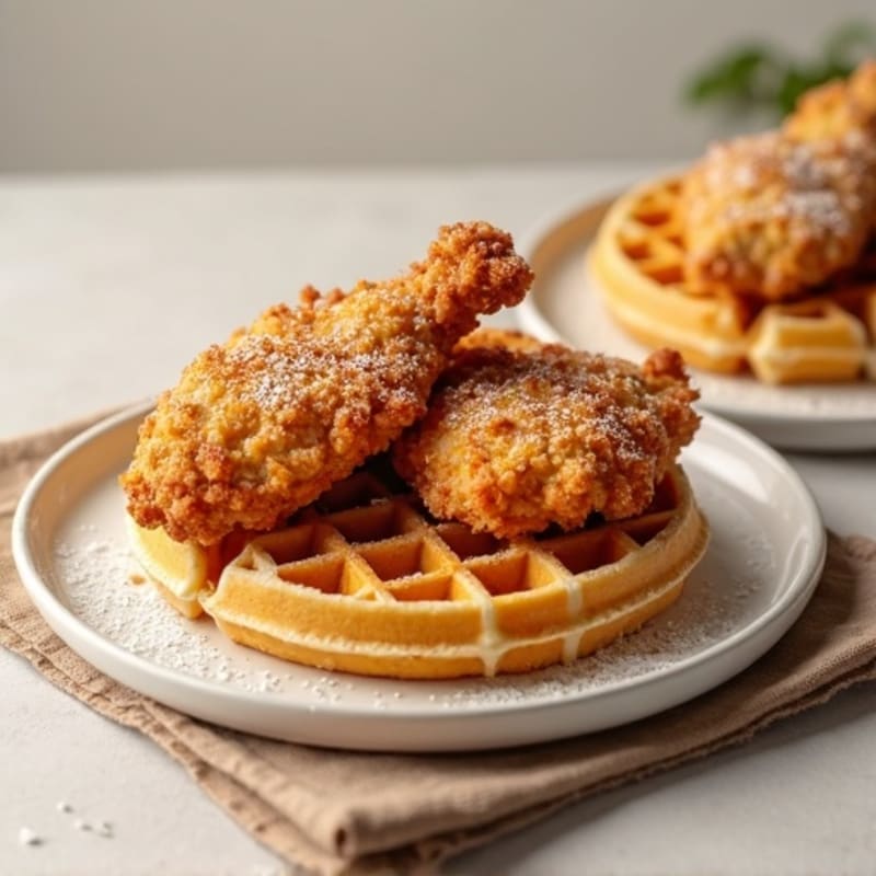 Crispy Baked Chicken with Fluffy Protein Waffles