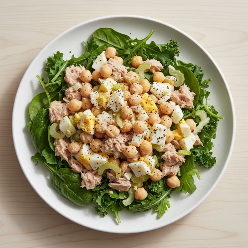 Tuna Salad with Chickpeas and Mixed Greens
