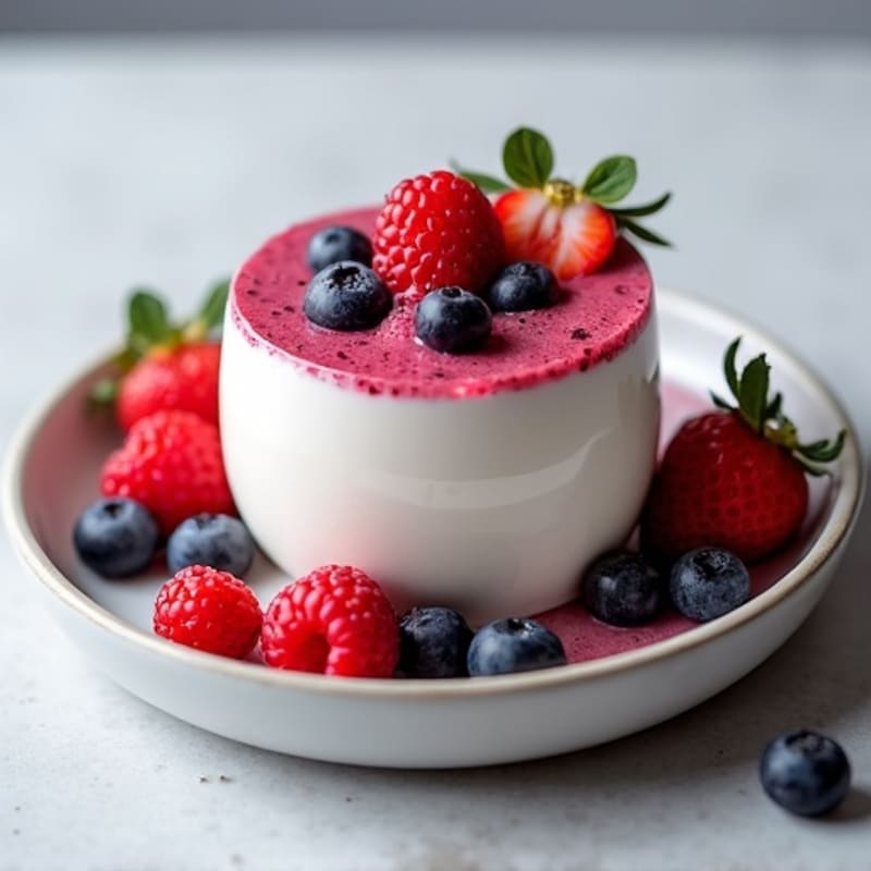 Greek Yogurt Protein Pudding with Mixed Berries