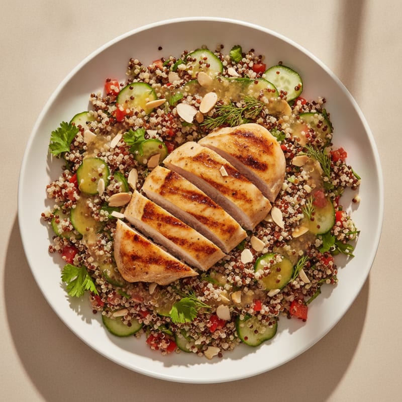 Grilled Chicken Breast with Crunchy Quinoa Salad