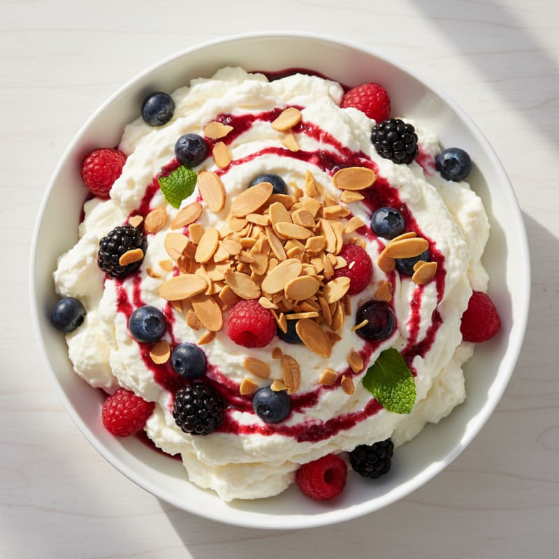 Greek Yogurt Protein Mousse with Mixed Berries
