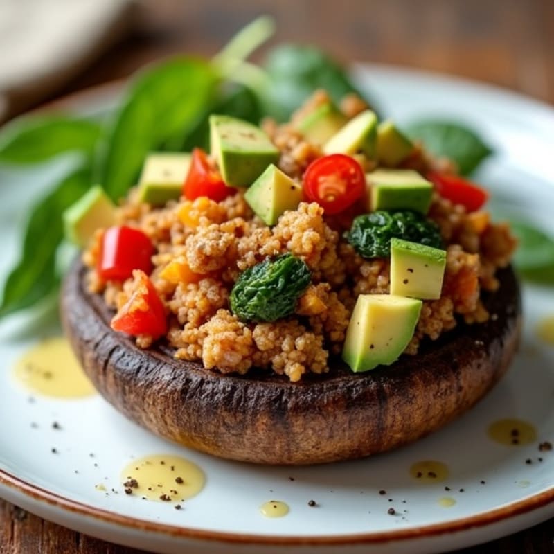 Roasted Portobello Mushrooms with Savory Ground Turkey Stuffing
