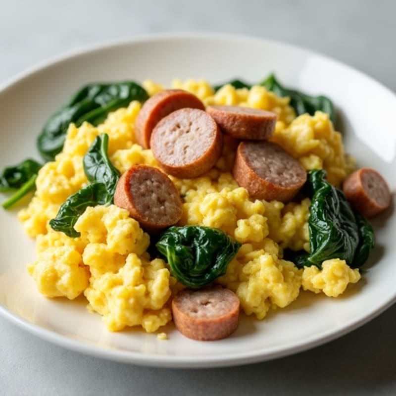 Egg White Scramble with Turkey Sausage and Spinach