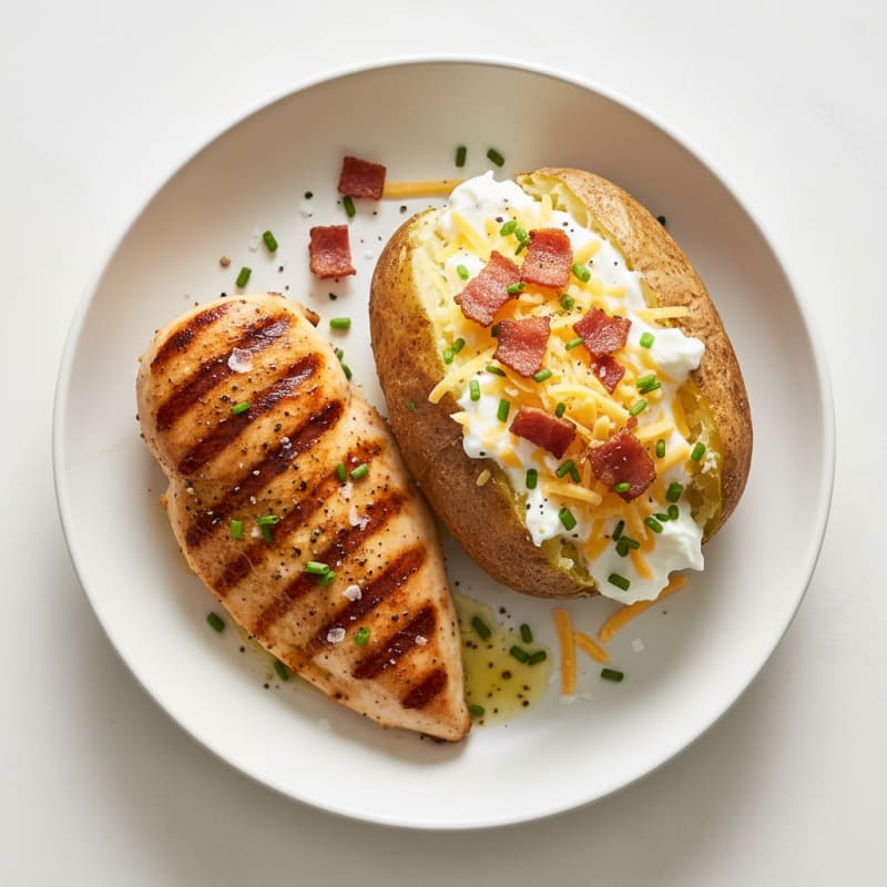 Grilled Chicken with Loaded Baked Potatoes