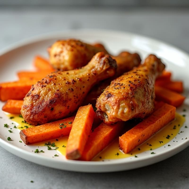Oven-Baked Chicken Wings with Crispy Sweet Potato Fries