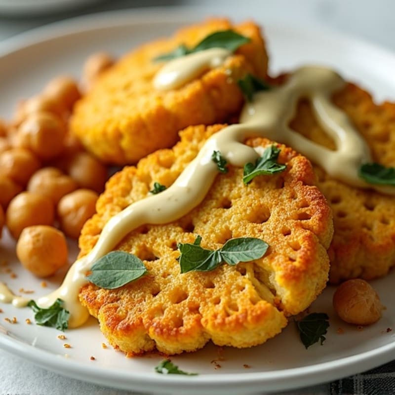 Crispy Turmeric Cauliflower Steaks with Tahini Drizzle